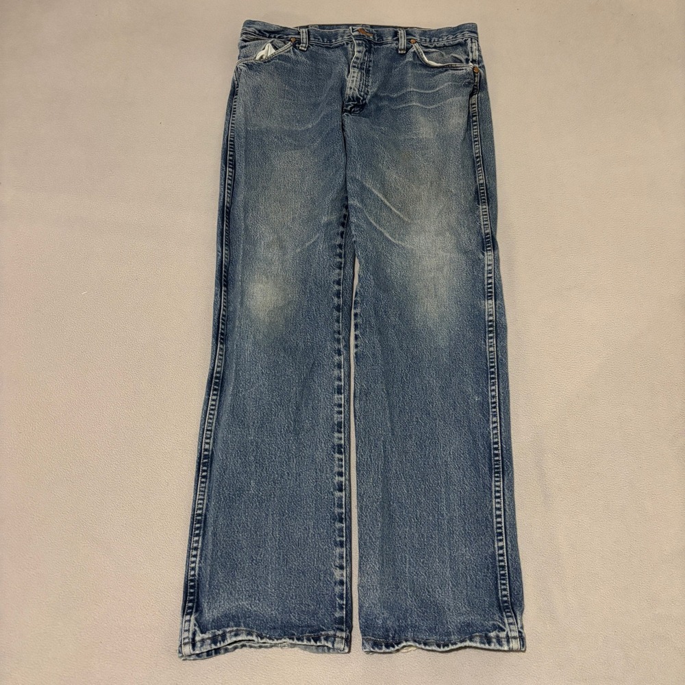 Wrangler Cowboy Cut Mens Straight Leg Jeans Blue Denim 36x34 Grunge 13MWZ